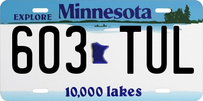 MN license plate 603TUL