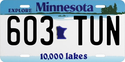 MN license plate 603TUN