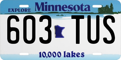 MN license plate 603TUS