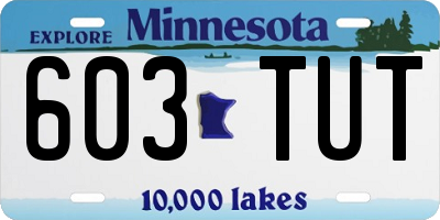 MN license plate 603TUT