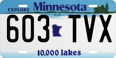 MN license plate 603TVX