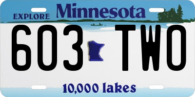MN license plate 603TWO