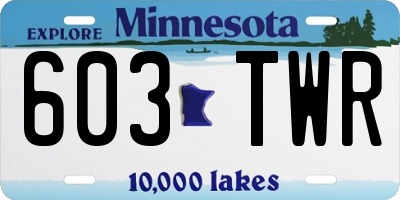 MN license plate 603TWR