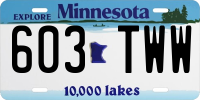 MN license plate 603TWW