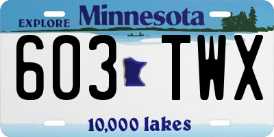 MN license plate 603TWX