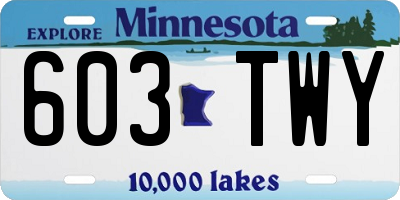 MN license plate 603TWY