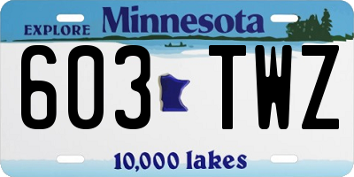MN license plate 603TWZ