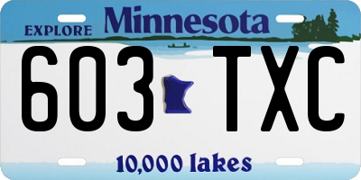 MN license plate 603TXC