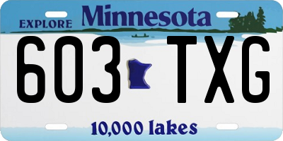 MN license plate 603TXG