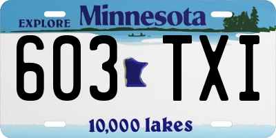 MN license plate 603TXI