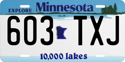 MN license plate 603TXJ