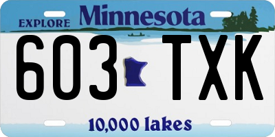 MN license plate 603TXK