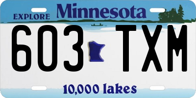 MN license plate 603TXM