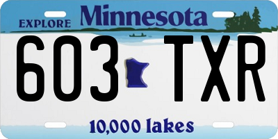 MN license plate 603TXR