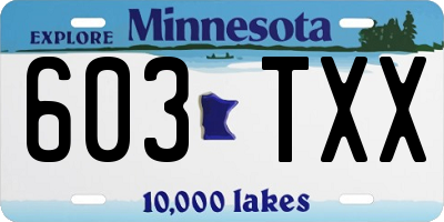 MN license plate 603TXX