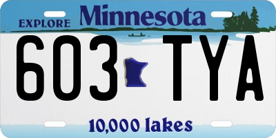 MN license plate 603TYA