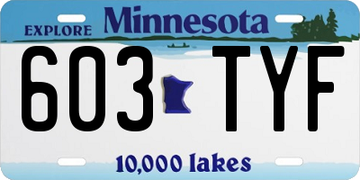 MN license plate 603TYF