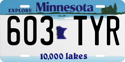 MN license plate 603TYR