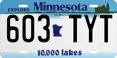 MN license plate 603TYT