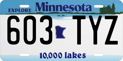 MN license plate 603TYZ