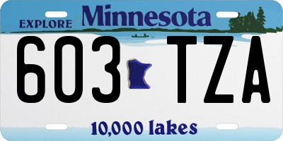 MN license plate 603TZA