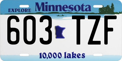 MN license plate 603TZF