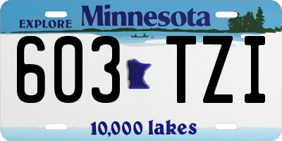 MN license plate 603TZI