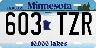 MN license plate 603TZR