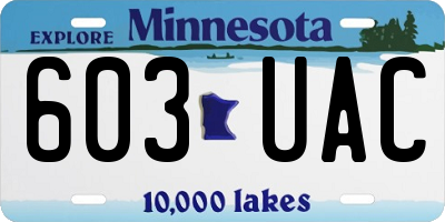MN license plate 603UAC