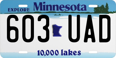 MN license plate 603UAD