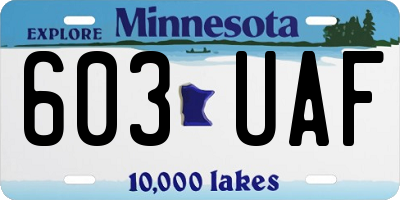 MN license plate 603UAF