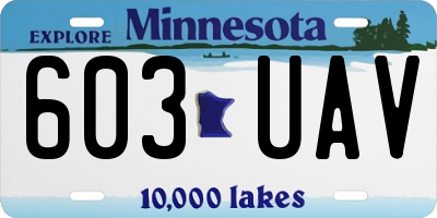 MN license plate 603UAV