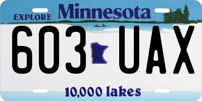MN license plate 603UAX