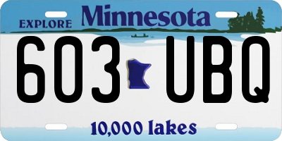 MN license plate 603UBQ