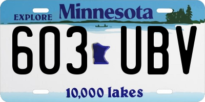 MN license plate 603UBV