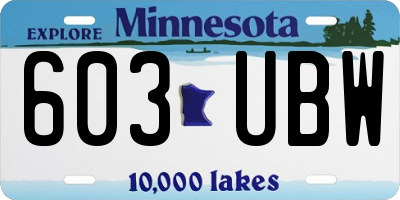 MN license plate 603UBW
