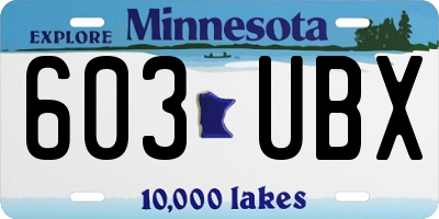 MN license plate 603UBX