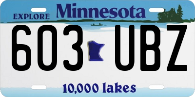 MN license plate 603UBZ
