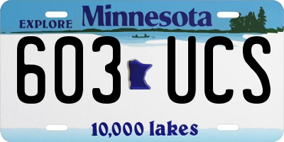 MN license plate 603UCS