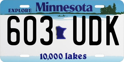 MN license plate 603UDK
