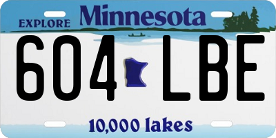 MN license plate 604LBE