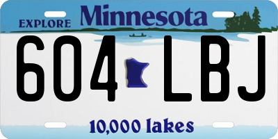MN license plate 604LBJ