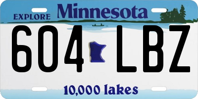 MN license plate 604LBZ