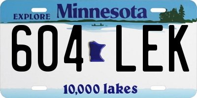 MN license plate 604LEK