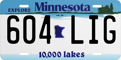 MN license plate 604LIG