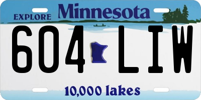 MN license plate 604LIW