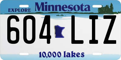 MN license plate 604LIZ