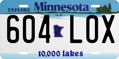 MN license plate 604LOX