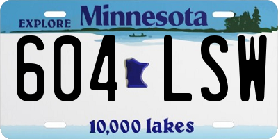 MN license plate 604LSW