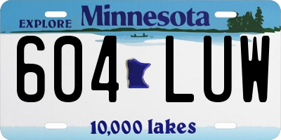 MN license plate 604LUW